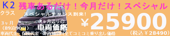 K1 夏へ! let's go　１ヶ月　ナビ付(29泊30日)